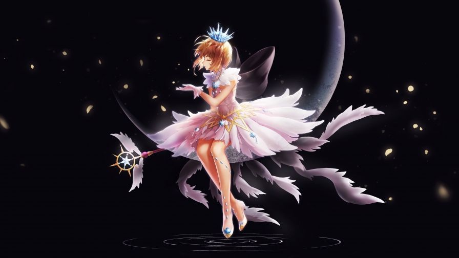 Beautiful Angel on Moon