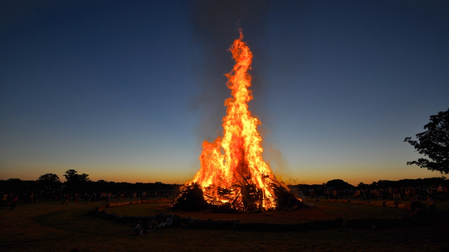 Beautiful Bonfire and Sunset