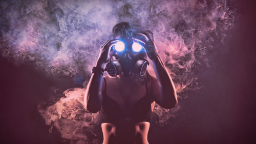 Beautiful Girl in Gas Mask