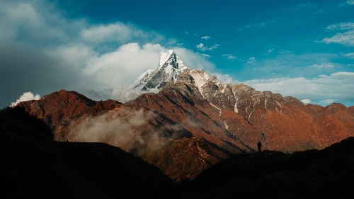 Beautiful Mountains with White Snowed Peak