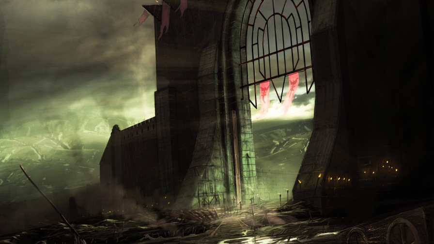 Big abandoned gate and ruins