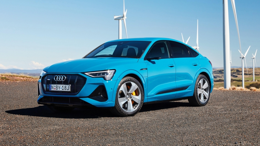 Blue Audi E-tron 55 Quattro Sportback S Line