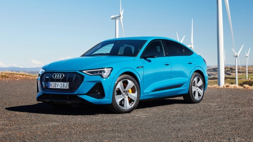 Blue Audi E-tron 55 Quattro Sportback S Line