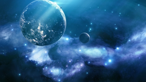 Blue Galaxy and Single Planet