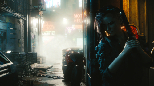 Cyberpunk 2077 Girl with Pistol in Shadow
