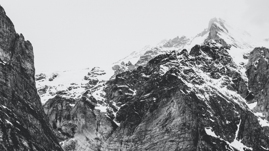 Grayscale Mountain Range