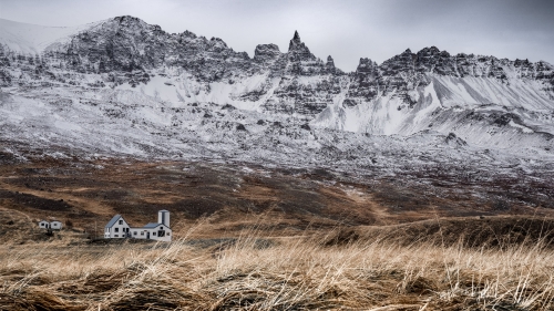 Iceland Beautiful Mountains and Yellow Grass