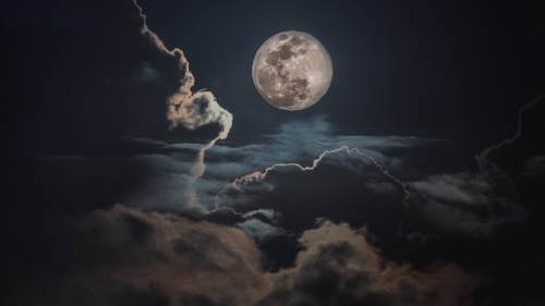 Night Sky Clouds and Moon