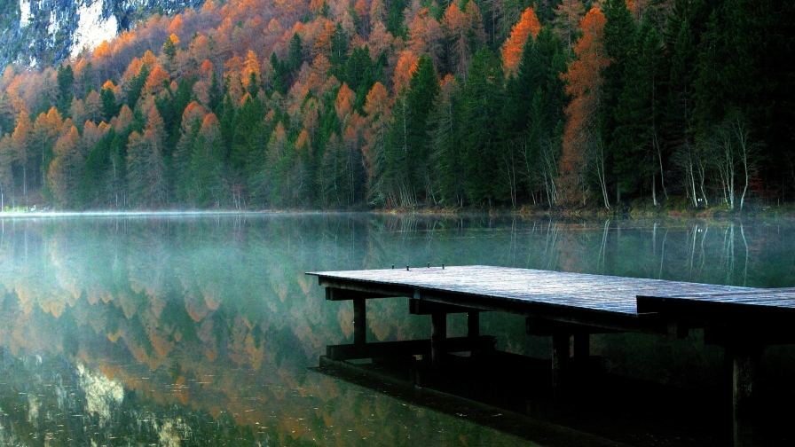 Old Wood Pier on Lake
