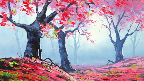 Pink Spring Forest