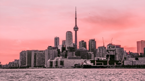 Pink Sunset and Big City