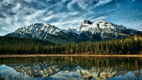 Pure Lake and Snowy Peaks