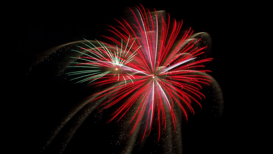 Red Fireworks and Sparks