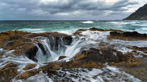 Rocks and Waves on Coast
