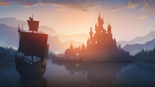 Ship and Castle in Port