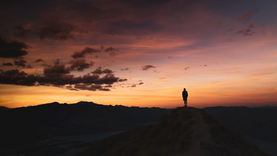Silhouette of Man and Dusk