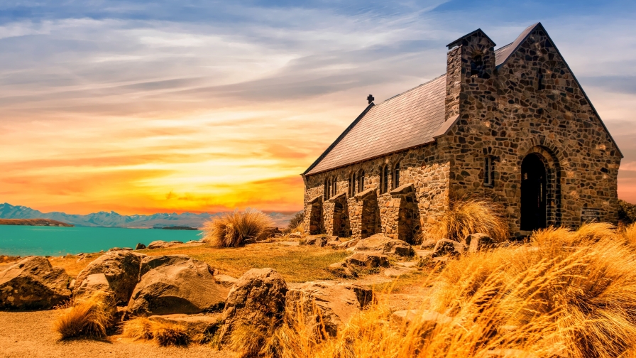 Single House on Coast and Sunset