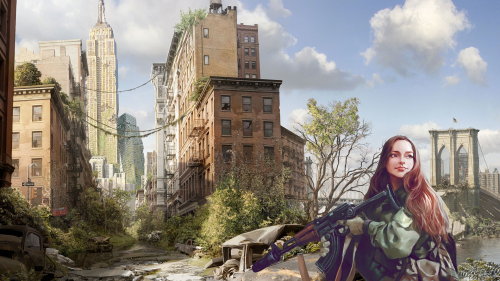 Surviving girl with AK-74 in Dead City