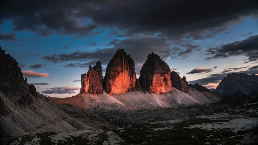 Tre Cime di Lavaredo Mountains in Alps