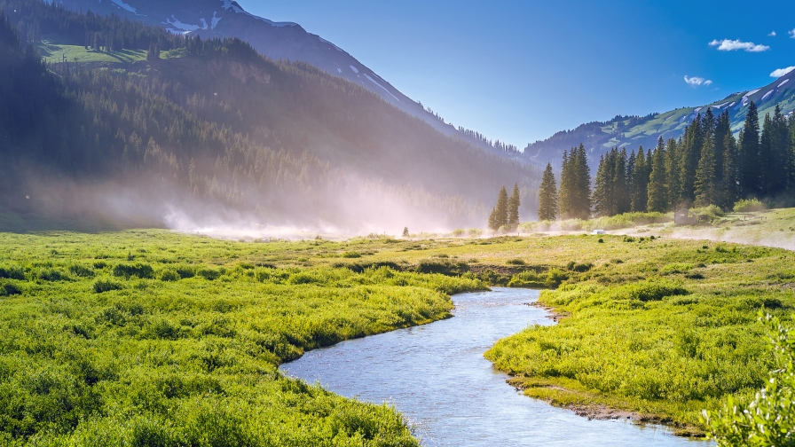 Wonderful Sunrise in Mountain Valley