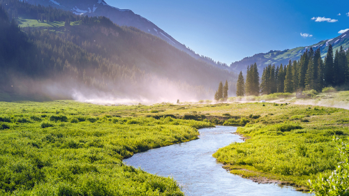 Wonderful Sunrise in Mountain Valley