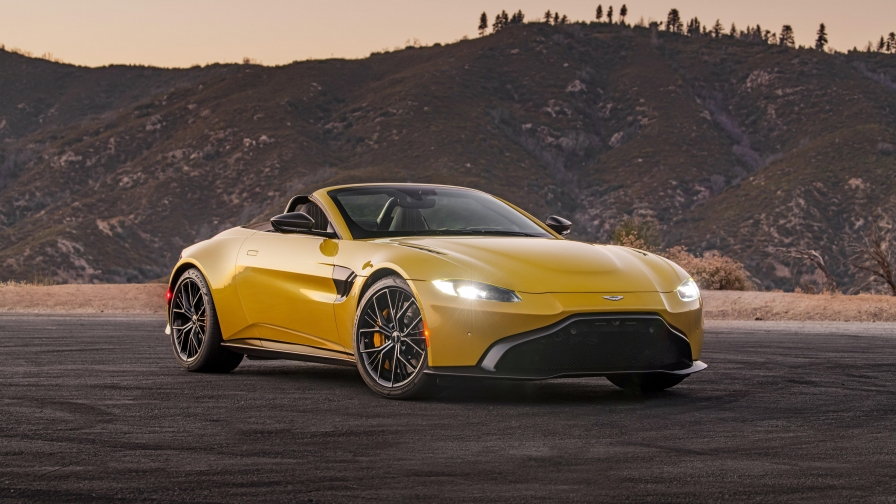 Yellow Aston Martin Vantage Roadster
